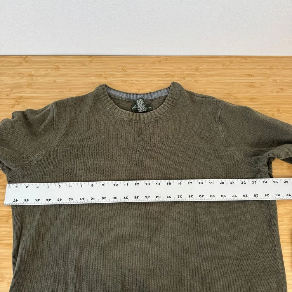 Eddie Bauer Seattle USA Mens‎ L Cotton Crew Neck Sweater Olive Green Classic - Picture 6 of 11